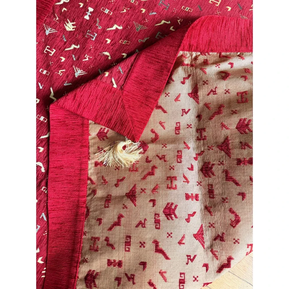 The Loom Alaska Woven Tapestry Throw | Red Geometric Coverlet 62x60 | Lodge Sout